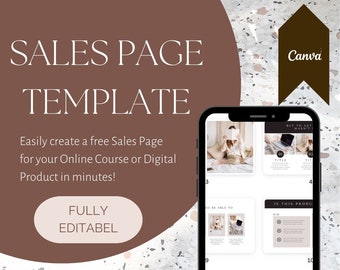 Sales Page Template Canva | Online Course Launch Template | Sales Funnel Canva | Website Landing Page Template for Canva | Course Creator