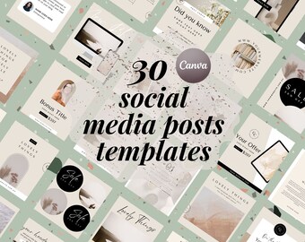 30 Social Media Post Templates, Instagram Story Templates, Social Media Engagement Booster Template for Small Business, Neutral Minimalistic