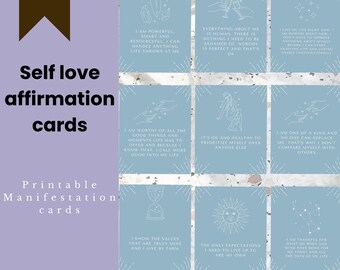 Self Love Affirmation Cards, Printable Affirmation Card Deck, Manifestation Affirmation Cards, Vision Board Printable, Instant Download PDF