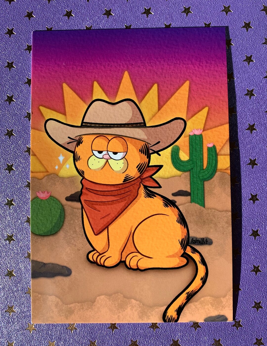 Cowboy Garfield Mini Print 4x6 - Etsy