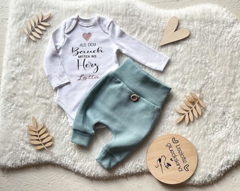 First birth clothing, bloomers, body gift for birth / from the stomach to the heart as a set or individually as a first birth set