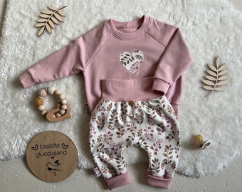 Babyset aus Sweater und Pumphose Gr. 56 - 92 Sommersweat und Jersey. Als Set oder einzeln Perfekt auch als Homecoming Outfit Geschenk Geburt