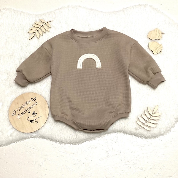 Baby Sweater Romper Strampler aus Waffeljersey  Homecomingoutfit verschiedene Farben