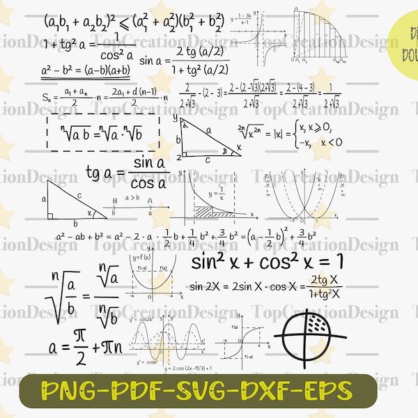 Mathematical equations svg, algebra formulas ,doodle Equations ,Physics formulas, Math Classroom Posters, Vintage Math ,mathematics graphics