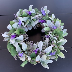 Wreath lavender lamb&#39;s ear handmade table wreath front door wreath durable decoration all year round