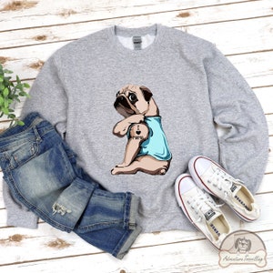 Pug Sweatshirt, I Love Mama, Pug Dog Gift, Pug Lover Gift, Pug Mom Gift, Pug Gifts For Women, Cute Pug Gift, Funny Pug Gift, DG006PUG01W03