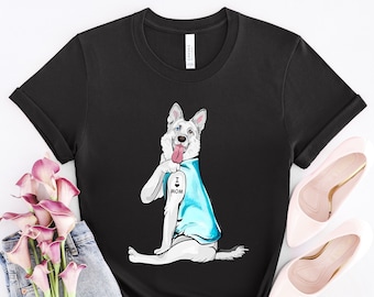 White German Shepherd Shirt, I Love Mom, German Shepherd Dog Gift, German Shepherd Dog Lover, German Shepherd Dog Mom, DG006GER06W01