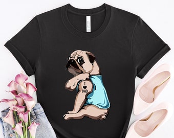 Pug Shirt, I Love Dad, Pug Dog Gift, Pug Lover Gift, Pug Mom Gift, Pug Gifts For Women, Cute Pug Gift, Funny Pug Gift, DG006PUGM01