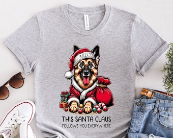 Camicia natalizia personalizzata per pastore tedesco, Babbo Natale, regalo per cani da pastore tedesco, amante del cane da pastore tedesco, M021GERW01