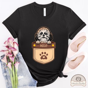 Camicia Shih Tzu personalizzata, Cane in tasca, Regalo cane Shih Tzu, Mamma cane Shih Tzu, Regalo amante Shih Tzu, Regalo mamma Shih Tzu, DG508SHIW01