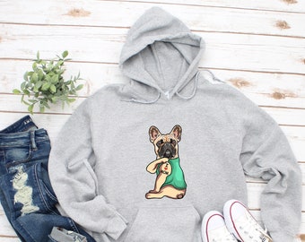 French Bulldog Hoodie, I Love Mom, Frenchie Mum Gift, Frenchie Dad Gift, Frenchie Bulldog, French Bulldog Gift, Cute Frenchie, DG006FREW02