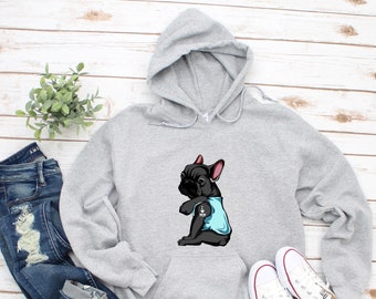 Black French Bulldog Hoodie, I Love Mom, Frenchie Mum Gift, Frenchie Dad Gift, Frenchie Bulldog, French Bulldog Gift, DG006FRE01W02
