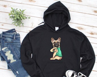 French Bulldog Hoodie, I Love Dad, Frenchie Mum Gift, Frenchie Dad Gift, Frenchie Bulldog, French Bulldog Gift, Cute Frenchie, DG006FREM02