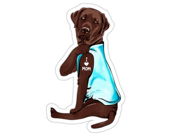 Chocolate Labrador Sticker, I Love Mom, Labrador Dog Gift, Labrador Mum, Labrador Dog Lover, Labrador Dog Mom, DG006LAB02W09