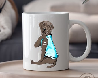 Taza de Labrador de Plata, Amo a mamá, Regalo de Perro Labrador, Mamá Labrador, Amante de Perro Labrador, Mamá de Perro Labrador, Regalo de Amante de Labrador, DG006LAB04W04