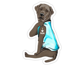 Silver Labrador Sticker, I Love Mom, Labrador Dog Gift, Labrador Mum, Labrador Dog Lover, Labrador Dog Mom, DG006LAB04W09