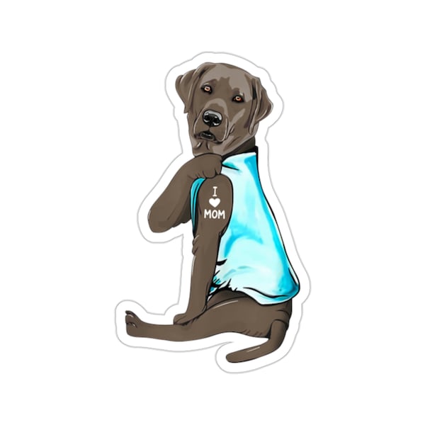 Silver Labrador Sticker, I Love Mom, Labrador Dog Gift, Labrador Mum, Labrador Dog Lover, Labrador Dog Mom, DG006LAB04W09