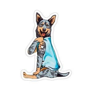 Australijska naklejka Heeler, kocham mamę, australijski miłośnik psów Heeler, australijska mama pies Heeler, australijski prezent dla mamy Heeler, DG006HEEW09