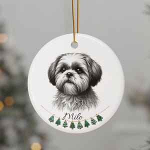 Personalized Shih Tzu Ornament, Custom Dog Christmas Ornament, Pet Memorial Gift, Dog Christmas Decoration, Christmas Gift, M022SHIW24