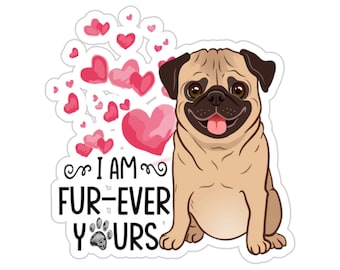Autocollant de carlin, je suis fourrure jamais vôtre, cadeau de chien de carlin, cadeau d'amant de carlin, cadeau de maman de carlin, cadeaux de carlin pour des femmes, cadeau mignon de carlin, DG041PUGW09