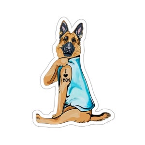 Autocollant de berger allemand, j'aime maman, cadeau de chien de berger allemand, amateur de chien de berger allemand, maman de chien de berger allemand, DG006GERW09
