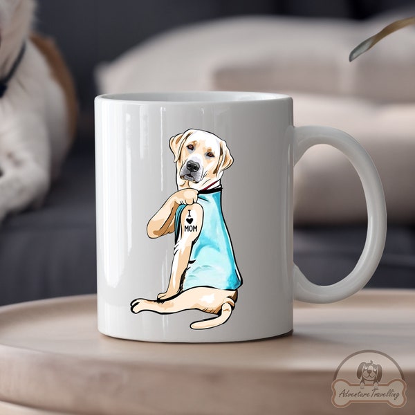 White Labrador Mug, I Love Mom, Labrador Dog Gift, Labrador Mum, Labrador Dog Lover, Labrador Dog Mom, Labrador Lover Gift, DG006LAB03W04