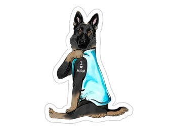 Black Tan German Shepherd Sticker, I Love Mom, German Shepherd Dog Gift, German Shepherd Dog Lover, German Shepherd Dog Mom, DG006GER02W09