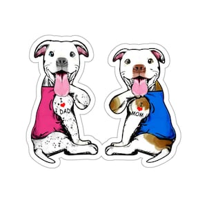 Pitbull Sticker, I Love Mom Dad, Pit Bull Dog Gift, Pittie Lover Gift, Pit Dog Mom Gift, Bully Gifts For Women, Staffy Gift, DG006PIT03W09