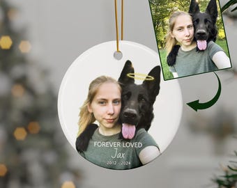 Personalized Pet Memorial Ornament, Custom Forever Loved Pet Ornament, Custom Dog Christmas Ornament, Pet Loss Ornament, M025DOG24