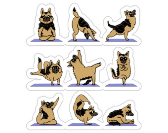 German Shepherd Sticker, Yoga Dog, German Shepherd Dog Gift, German Shepherd Dog Lover, German Shepherd Dog Mom, DG054GERW09