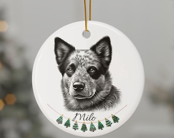 Personalized Australian Cattle Dog Ornament, Custom Dog Christmas Ornament, Pet Memorial Gift, Dog Christmas Decoration, M022HEEW24