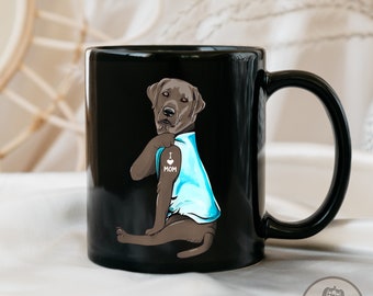 Taza de Labrador de Plata, Amo a mamá, Regalo de Perro Labrador, Mamá Labrador, Amante de Perro Labrador, Mamá de Perro Labrador, Regalo de Amante de Labrador, DG006LAB04W04