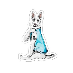 White German Shepherd Sticker, I Love Mom, German Shepherd Dog Gift, German Shepherd Dog Lover, German Shepherd Dog Mom, DG006GER10W09