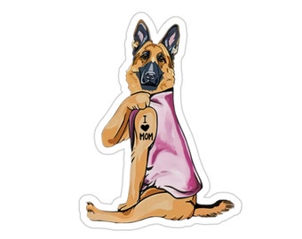 Black Red German Shepherd Sticker, I Love Mom, German Shepherd Dog Gift, German Shepherd Dog Lover, German Shepherd Dog Mom, DG006GER05W09