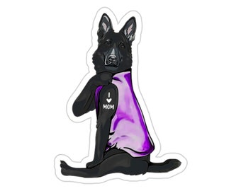 Black German Shepherd Sticker, I Love Mom, German Shepherd Dog Gift, German Shepherd Dog Lover, German Shepherd Dog Mom, DG006GER04W09
