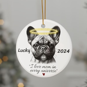 Personalized French Bulldog Ornament, Dog Memorial, Custom Dog Christmas Ornament, Pet Memorial Gift, Dog Christmas Decoration, M023FREW24