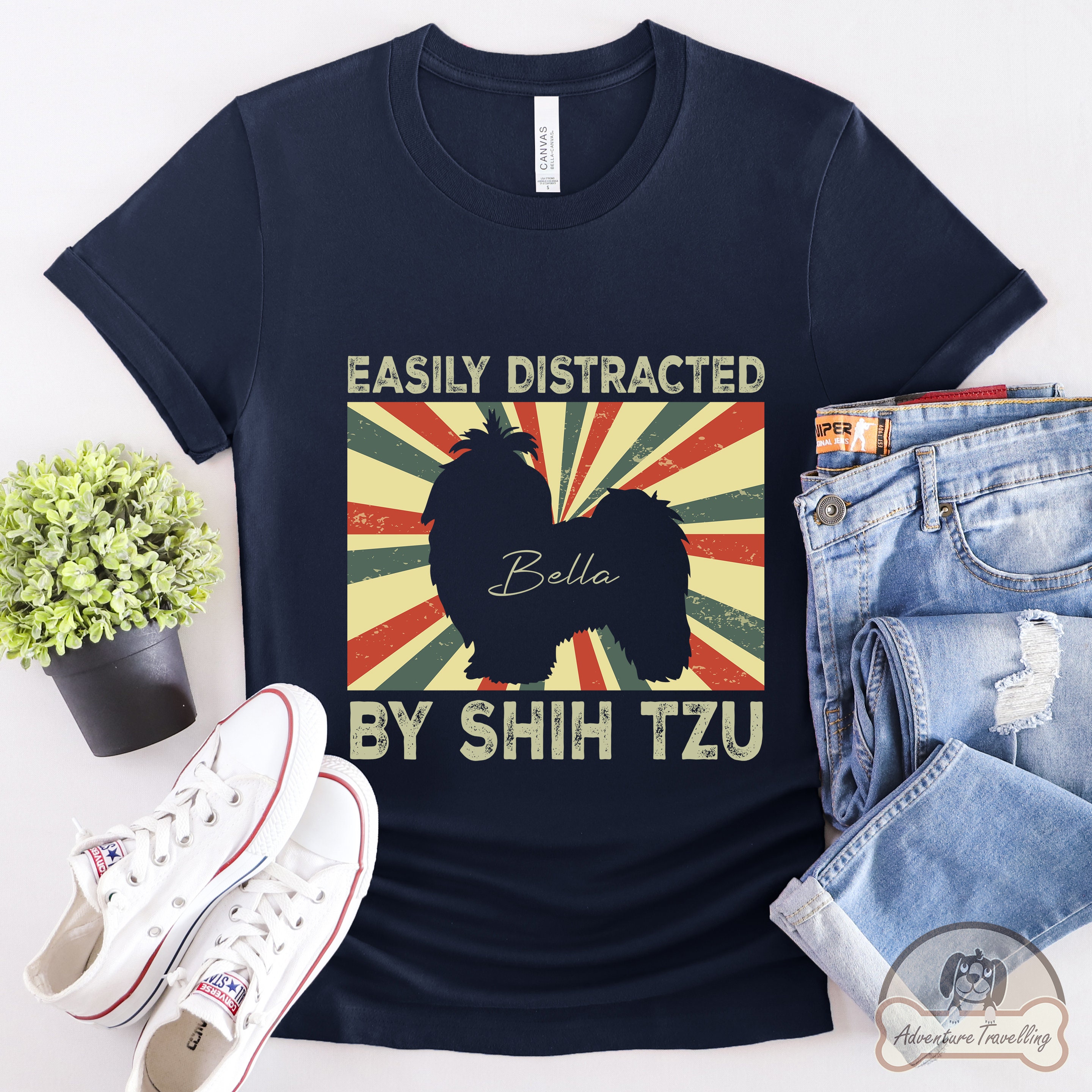 カスタム シーズー シャツ、気が散りやすい、シーズー犬へのギフト