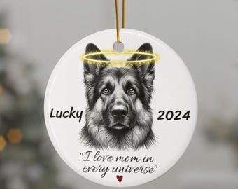 Personlig schäferprydnad, hundminne, anpassad hundjulprydnad, husdjursminnesgåva, hundjulprydnad, M023GERW24