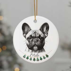 Personalized French Bulldog Ornament, Custom Dog Christmas Ornament, Pet Memorial Gift, Dog Christmas Decoration, Christmas Gift, M022FREW24