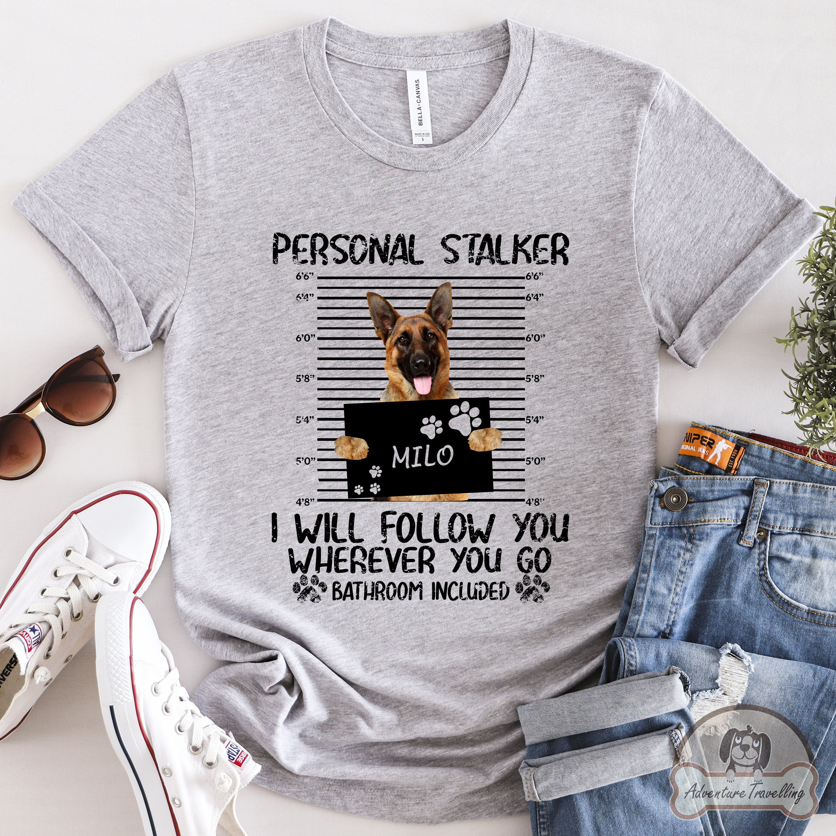 Custom German Shepherd Shirt, Stalker, German Shepherd Dog Gift, German Shepherd Dog Lover, German Shepherd Dog Mom, DG010GERW01