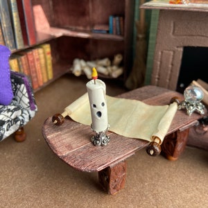 1/12th Miniature Dollhouse Candlestick with Face; Diorama; Book Nook