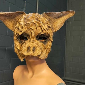 Creepy Scary Cult Occult Burlap Pig Mask - Adult Halloween, Wicker Man, Masquerade, Cosplay, Prop, Costume. For Theatre, Photo & Film