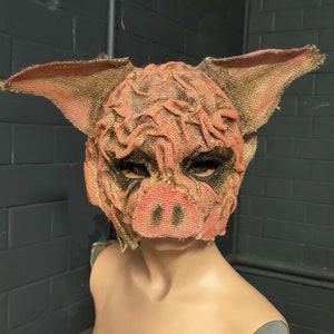 Creepy Eerie Horror Occult Burlap Pig Mask - Adult Halloween, Wicker Man, Masquerade, Cosplay, Prop, Costume. For Theatre, Photo & Film