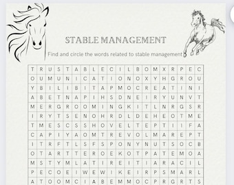 Stable management word search