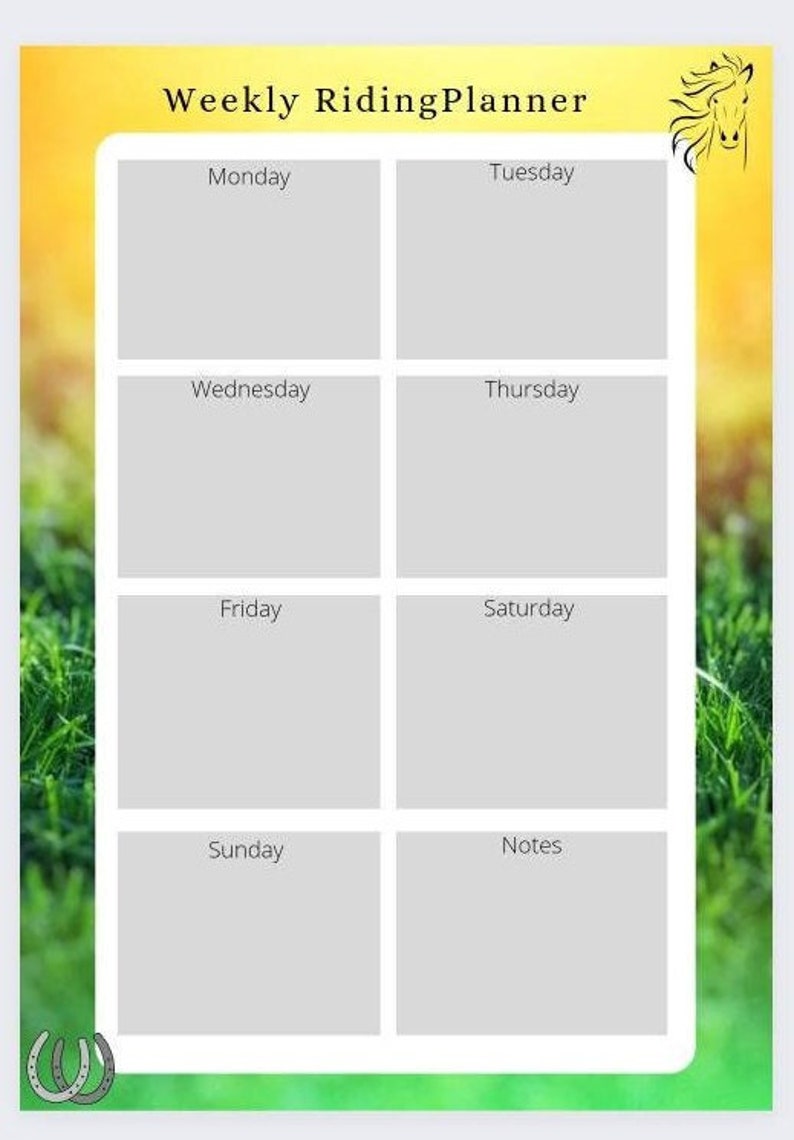 Weekly Riding Planner - Etsy