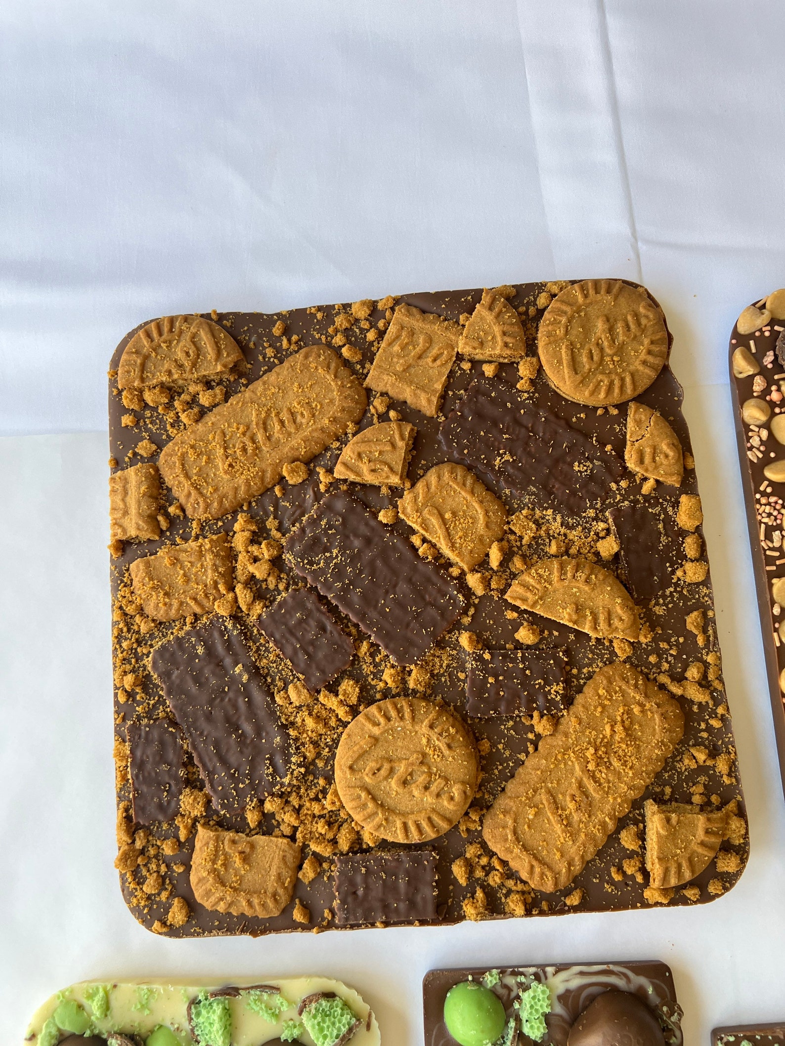 Biscoff Belgian Milk or White Chocolate Slab, handmade by Sami's Sensations