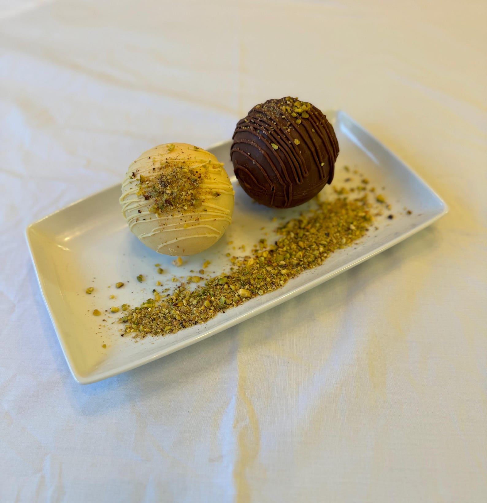 ONE Large Pistachio Hot Chocolate Bomb, handmade by Sami's Sensations