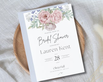 Bridal Shower Invitation, Bridal Shower Invites Template, Bridal Invitation, Bridal Invite, Bridal Shower Invite, Editable Flower Invitation