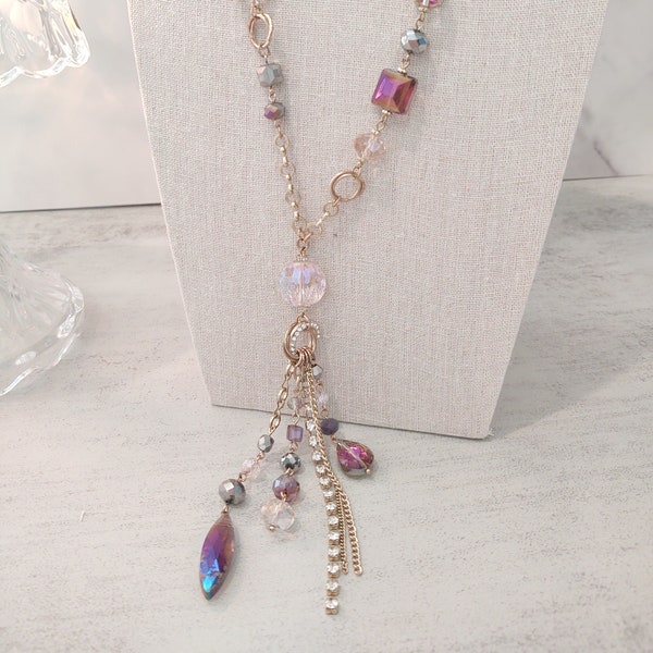 Gorgeous Ali Khan New York Pink Crystal Necklace – Lot P185