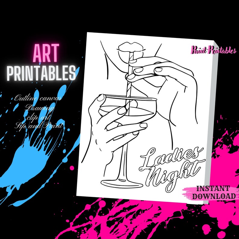 SIP &amp; PAINT PRINTABLES and Traceable on Canvas for You Woman - Etsy